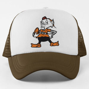 NEW Cleveland Browns 1959 Elf Mascot Trucker Mesh Snapback Hat 2-TONE BROWN